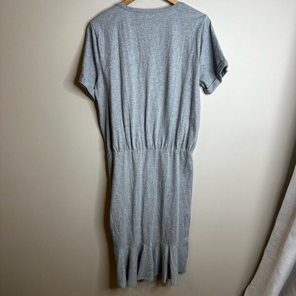 NWT Veronica Beard Jeans Pima Ruched W/ Flounce Dress Womens Grey Sz L - Picture 12 of 14